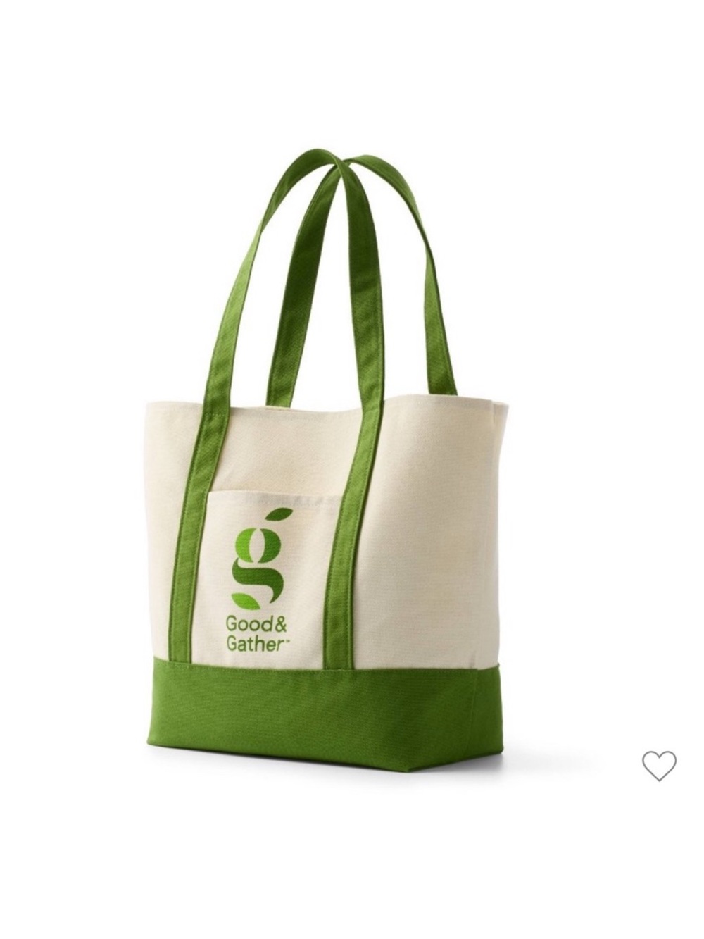 Good and Gather Canvas Tote Bag - Green / Cream